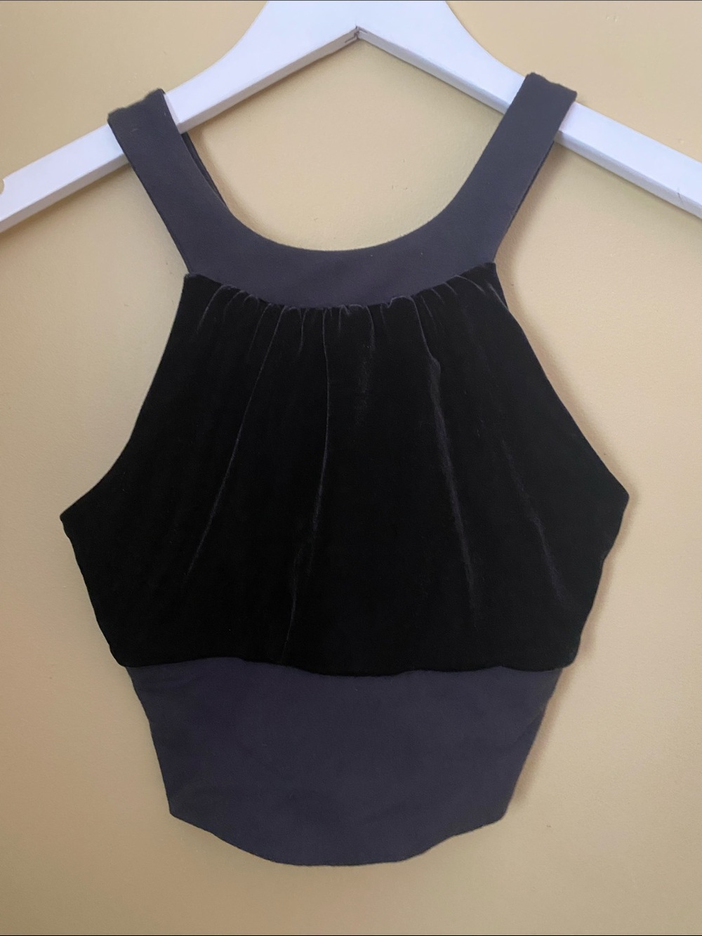 Beyond Yoga Black Velvet Halter Crop Top - Women, Size S